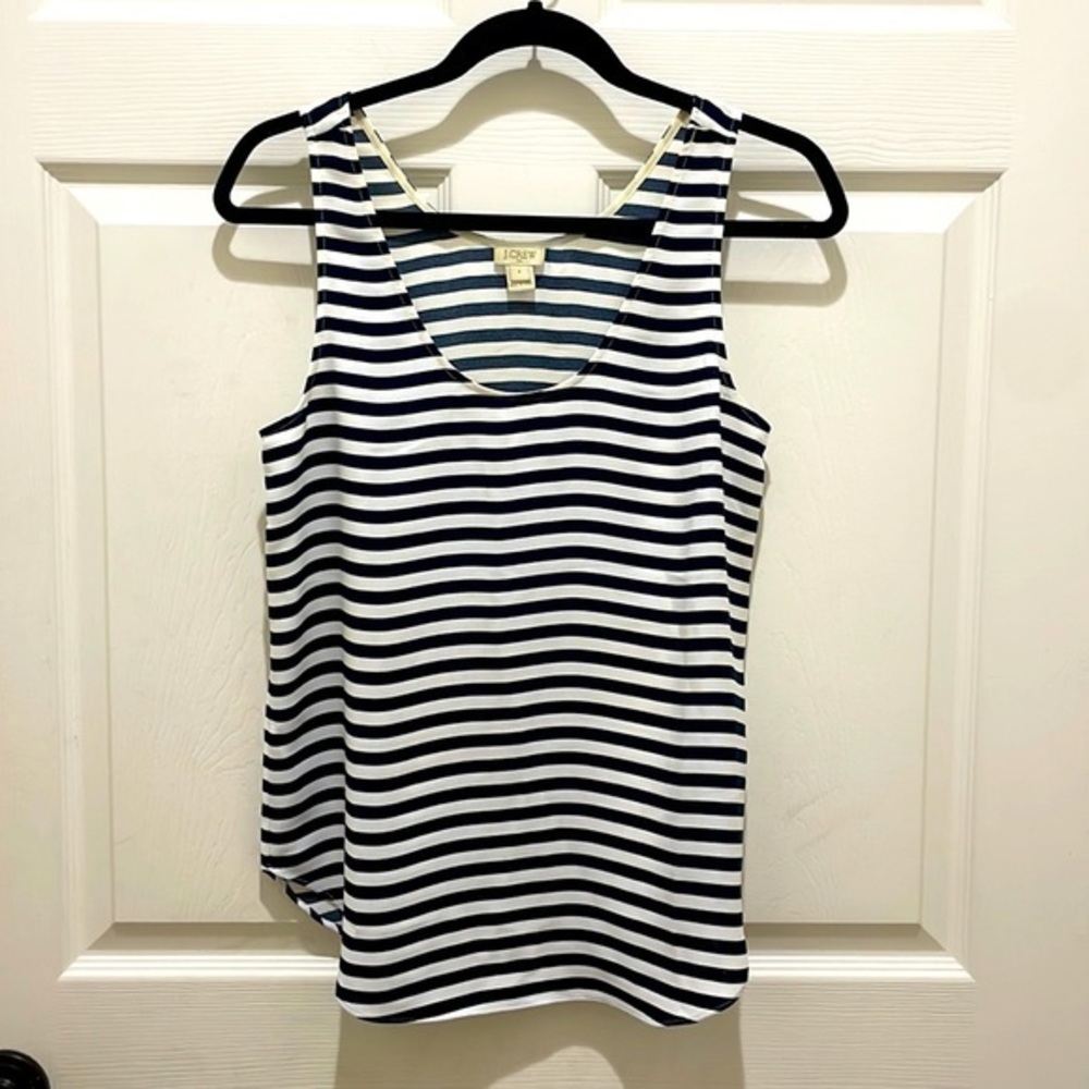 J. Crew Navy Blue & White Stripe Scoop Neck Tank Top